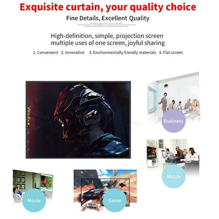 Portable Foldable Polyester Projector Screen for Home and Outdoor Use - portable polyester screen showing movies, games, business presentations