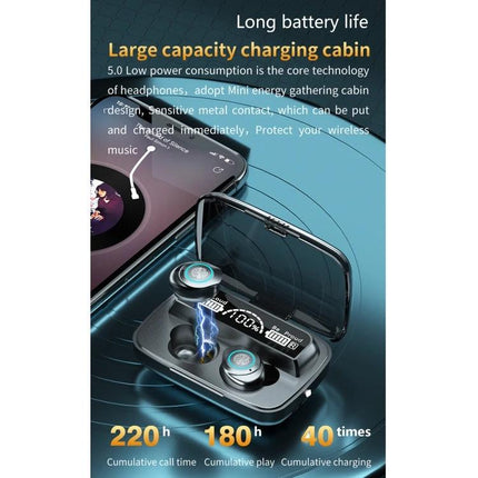 Wireless Earbuds With Charging Case For Commute And Workouts showing LED battery display and open charging case