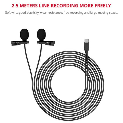YELANGU Lavalier Microphone for Daily Interviews and Recordings - dual lapel mics with 2.5m cable and secure clips for field interviews and vlogging