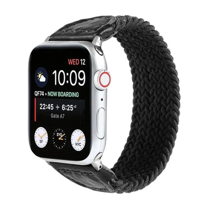 Braided Nylon Leather Watch Band For Apple Watch 38-44mm