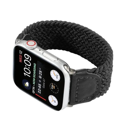 Braided Nylon Leather Watch Band For Apple Watch 38-44mm