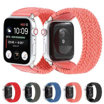 Braided Nylon Leather Watch Band For Apple Watch 38-44mm