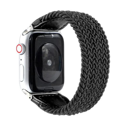 Braided Nylon Leather Watch Band For Apple Watch 38-44mm