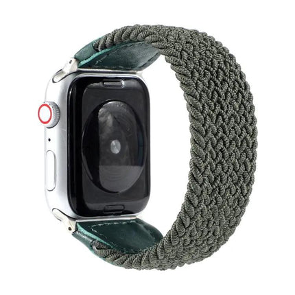 Braided Nylon Leather Watch Band For Apple Watch 38-44mm
