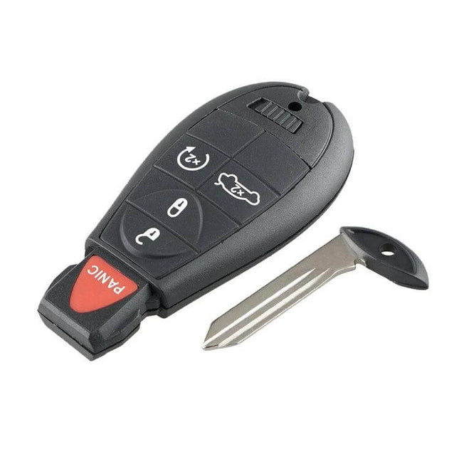 5-Button Remote Control Case for Dodge, Chrysler, and Jeep Vehicles - black replacement key fob shell with panic button and removable key
