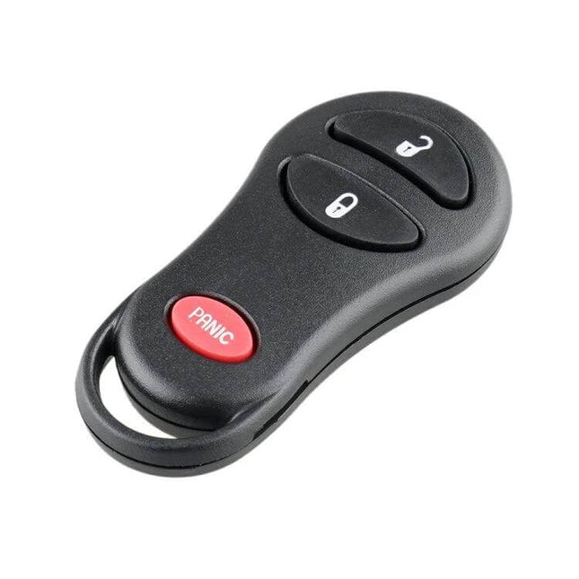 3-Button Car Remote Control for Dodge and Chrysler Vehicles - black replacement fob with lock, unlock and red panic buttons