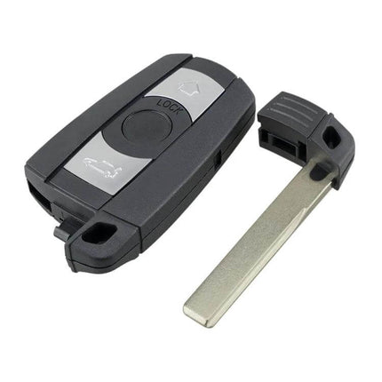 BMW 3-Button Replacement Car Key for X5, X6 and Other Models - black replacement key fob with emergency blade