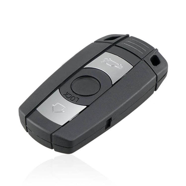 BMW 3-Button Replacement Car Key for X5, X6 and Other Models - black remote with lock, unlock and trunk buttons