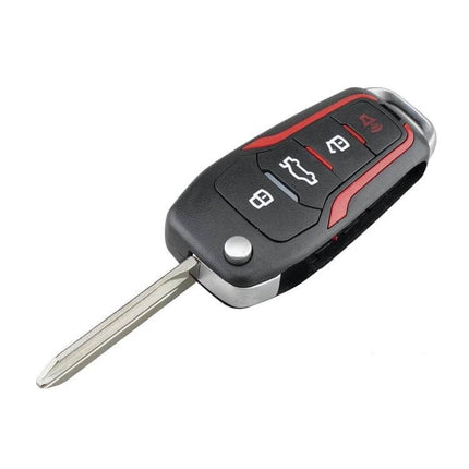 Replacement Folding Car Key for Ford Vehicles with 4 Buttons - black folding remote key with trunk lock and unlock buttons