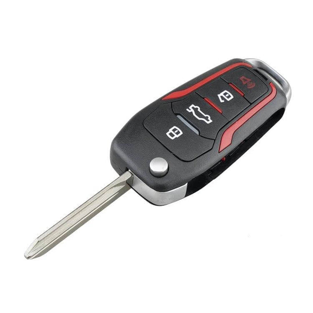 Replacement Folding Car Key for Ford Vehicles with 4 Buttons - black folding remote key with trunk lock and unlock buttons