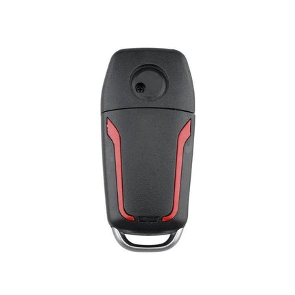 Replacement Folding Car Key for Ford Vehicles with 4 Buttons - black folding remote key with red accents for Ford, replacement for lost or damaged key