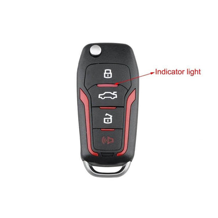 Replacement Folding Car Key for Ford Vehicles with 4 Buttons - black folding remote showing 4-button layout and indicator light