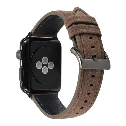 Litchi Texture Genuine Leather Watch Band For Apple Watch