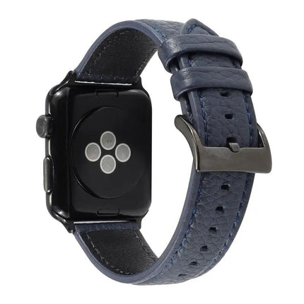 Litchi Texture Genuine Leather Watch Band For Apple Watch
