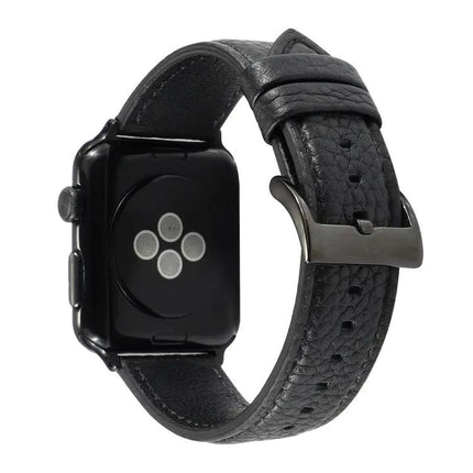 Litchi Texture Genuine Leather Watch Band For Apple Watch