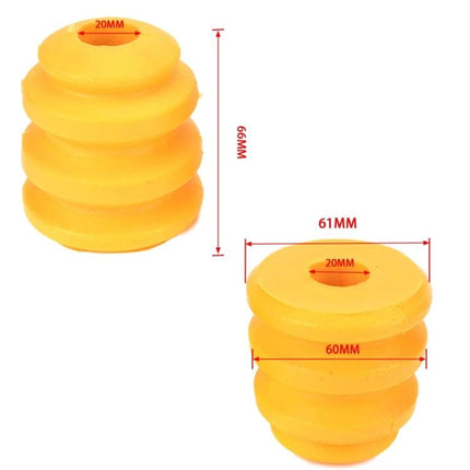 2-Pack Polyurethane Front Shock Absorber For Cadillac And Chevrolet yellow polyurethane front bump stop with 61mm x 66mm dimensions and 20mm bore