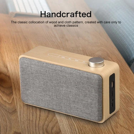 Compact Bluetooth Speaker For Home And Travel With Portable Design wooden housing tactile knob fabric grill for travel