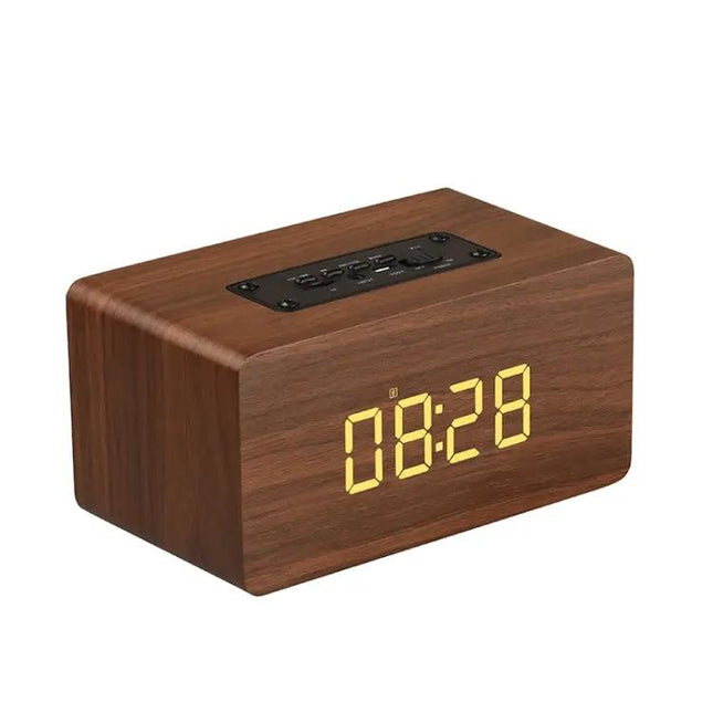 W5C Wooden Bluetooth Subwoofer Speaker With Clock 1500mAh | Syndmart