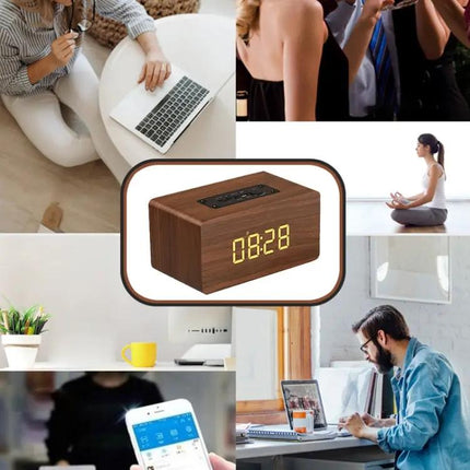W5C Wooden Bluetooth Subwoofer Speaker With Clock 1500mAh
