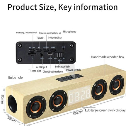 Wooden Clock Speaker With LED Clock For Home Use And Alarm natural wood Bluetooth speaker with LED clock display