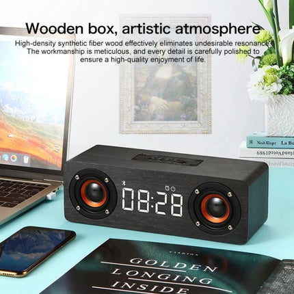 Wooden Bluetooth Speaker Natural Finish For Home Background Music compact wood speaker with clock display and dual drivers