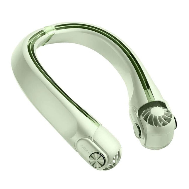 Ergonomic Hanging Neck Electric Fan for Portable Daily Cooling white-green ergonomic wearable neck fan with adjustable angle and semi-rotating vents
