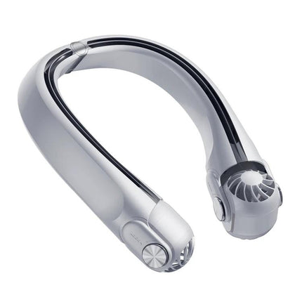Ergonomic Hanging Neck Electric Fan for Portable Daily Cooling - white ergonomic hands-free neck fan with adjustable angle and semi-rotating airflow