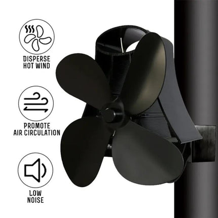 Quiet Aluminum Heat-Powered Fan for Fireplace Air Circulation
