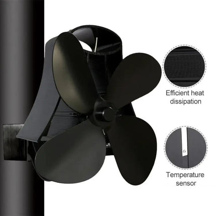 Quiet Aluminum Heat-Powered Fan for Fireplace Air Circulation
