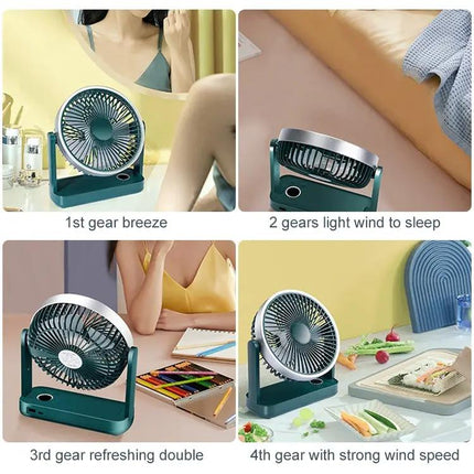 Rechargeable Desktop Fan With LED Power Display And 4 Speeds