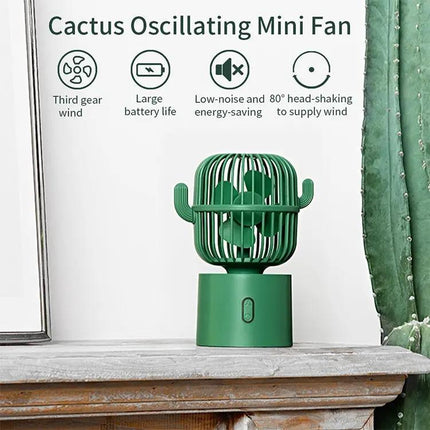 Cactus Portable Mini USB Fan With Oscillating Head For Desk