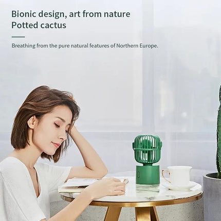 Cactus Portable Mini USB Fan With Oscillating Head For Desk