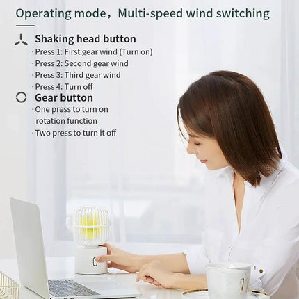 Cactus Portable Mini USB Fan With Oscillating Head For Desk