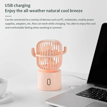 Cactus Portable Mini USB Fan With Oscillating Head For Desk