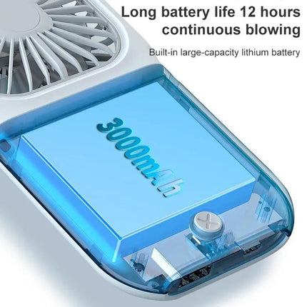 Foldable Portable Handheld Neck And Desktop Fan With USB