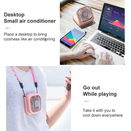Foldable Portable Handheld Neck And Desktop Fan With USB