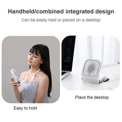 Foldable Portable Handheld Neck And Desktop Fan With USB