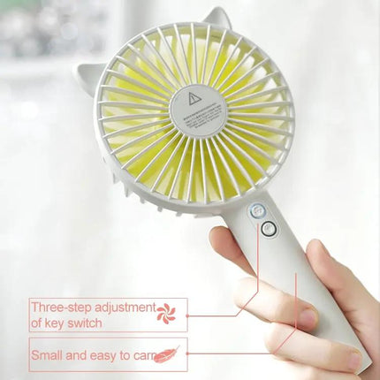 Portable Handheld Desktop Fan With Phone Stand, 3 Speeds