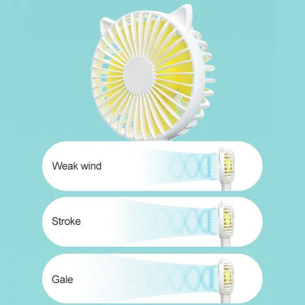 Portable Handheld Desktop Fan With Phone Stand, 3 Speeds