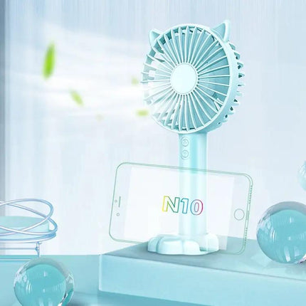 Portable Handheld Desktop Fan With Phone Stand, 3 Speeds