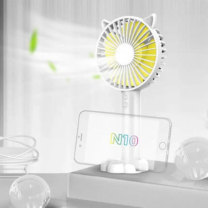 Portable Handheld Desktop Fan With Phone Stand, 3 Speeds