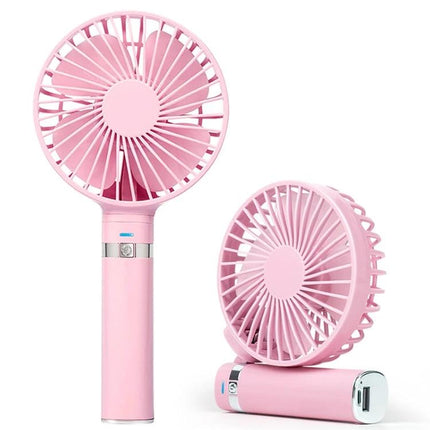 Compact Portable Foldable Handheld Electric Fan with Night Light in pink, rechargeable 1500mAh handheld fan with night light and foldable design