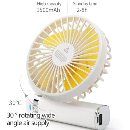 Compact Portable Foldable Handheld Electric Fan with Night Light, 1500mAh rechargeable, 30° rotating portable desk fan with USB port
