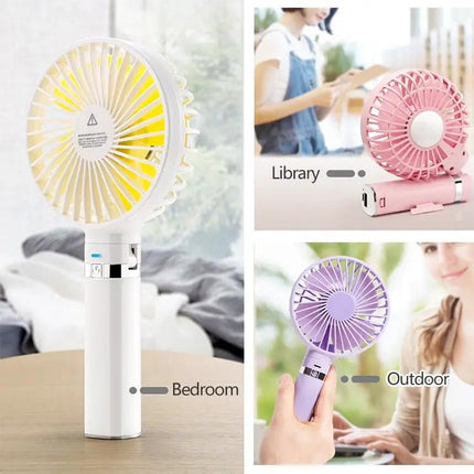 Compact Portable Foldable Handheld Electric Fan with Night Light