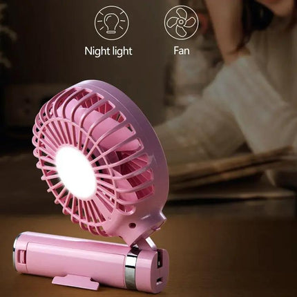 Compact Portable Foldable Handheld Electric Fan with Night Light