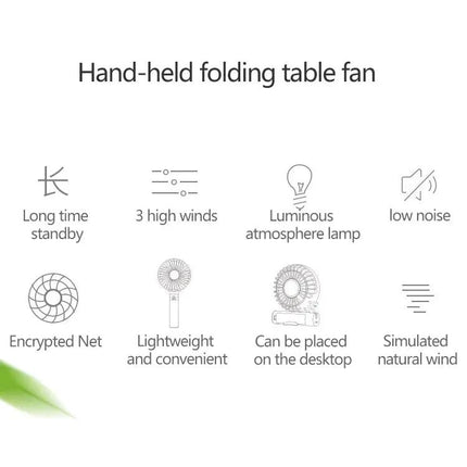 Compact Portable Foldable Handheld Electric Fan with Night Light