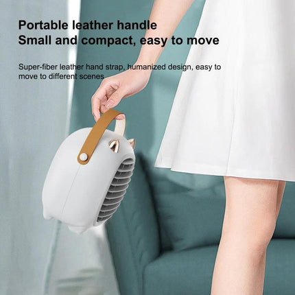 Little Monster Desktop Water Cooling Fan with Humidifier portable compact unit with leather handle being carried by woman