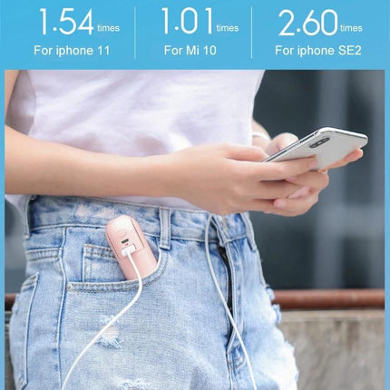 Xiaomi JISULIFE F8 Portable Handheld Mini Fan with Flashlight clipped to pocket while using phone