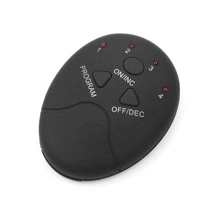EMS Intelligent Leather Foot Massager For Daily Foot Massage remote control showing program, on/inc and off/dec buttons