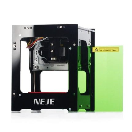 NEJE Bluetooth Laser Engraver for Creative DIY Projects compact desktop unit with black frame, green safety shield and visible engraving head